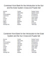 Introduction to the Sun and the Solar System Crossword Puzzle Set