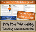 Peyton Manning Close Reading Activity | 5th Grade & 6th Grade