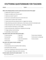 Stuttering Questionnaires for Parents & Teachers