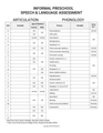 Informal Preschool Speech-Language Assessment with Developmental Norms