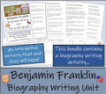 Benjamin Franklin - 5th & 6th Grade Close Read & Biography Writing Bundle