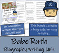Babe Ruth Close Read & Biography Writing Bundle - 5th & 6th Grade