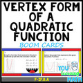 Vertex Form of a Quadratic Function: Graphing and Writing: Digital BOOM Cards