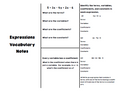 Expressions Vocabulary Notes for Interactive Notebooks