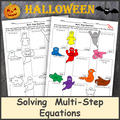 Solving  Multi-Step Equations Halloween