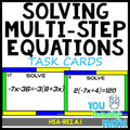 Solving Multi-Step Equations: Task Cards- 30 Problems