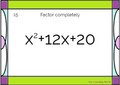 Factoring Quadratic Trinomials where a=1 and the Difference of Perfect Squares: Task Cards - 21 Problems