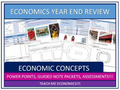   Economics End of Year Course Review Packet, PowerPoint, Note Packet, and Tests