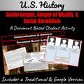 U.S. Industrialization | Social Gospel, Gospel of Wealth, Social Darwinism Activity | Gilded AGE