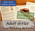 Adolf Hitler - 5th & 6th Grade Close Read & Biography Writing Bundle