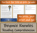 Beyonce Close Reading Activity 5th Grade & 6th Grade