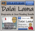 Dalai Lama - 5th & 6th Grade Close Read & Biography Writing Bundle