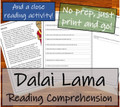 Dalai Lama - 5th & 6th Grade Close Read & Biography Writing Bundle