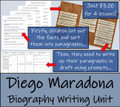Diego Maradona - 5th & 6th Grade Biography Writing Activity