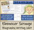 Ebenezer Scrooge - 3rd & 4th Grade Biography Writing Activity