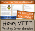 Henry VIII Close Reading Activity | 5th Grade & 6th Grade