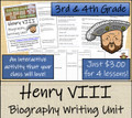 Henry VIII - 3rd & 4th Grade Biography Writing Activity