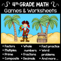 Fourth Grade Math Games and Worksheets - Word Problems, Compare Decimals & Fractions, Factors, Multiples, Prime Numbers...