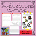 7 Famous Quotes Copywork Handwriting practice - Trace, Print and Cursive