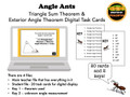 Angle Ants: Triangle Sum Theorem &  Exterior Angle Theorem Digital Task Cards 