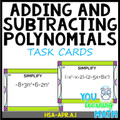 Adding and Subtracting Polynomials: 30 Task Cards