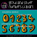 Gold and silver numbers clipart