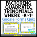 Factoring Quadratic Trinomials where "a" > 1 : Google Forms Quiz - 20 Problems