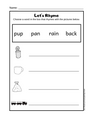 Rhyming worksheet