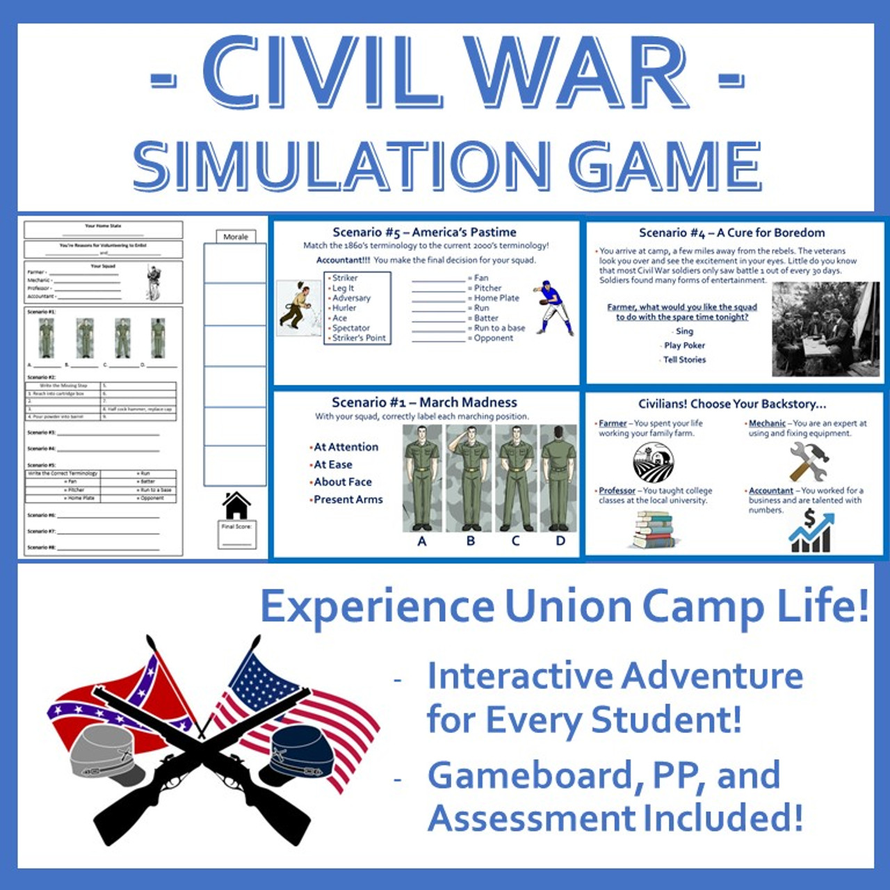 Civil War Simulation Game Union Camp Life