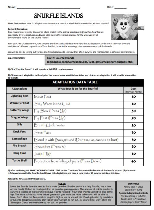 Natural Selection Snurfle Islands Amped Up Learning