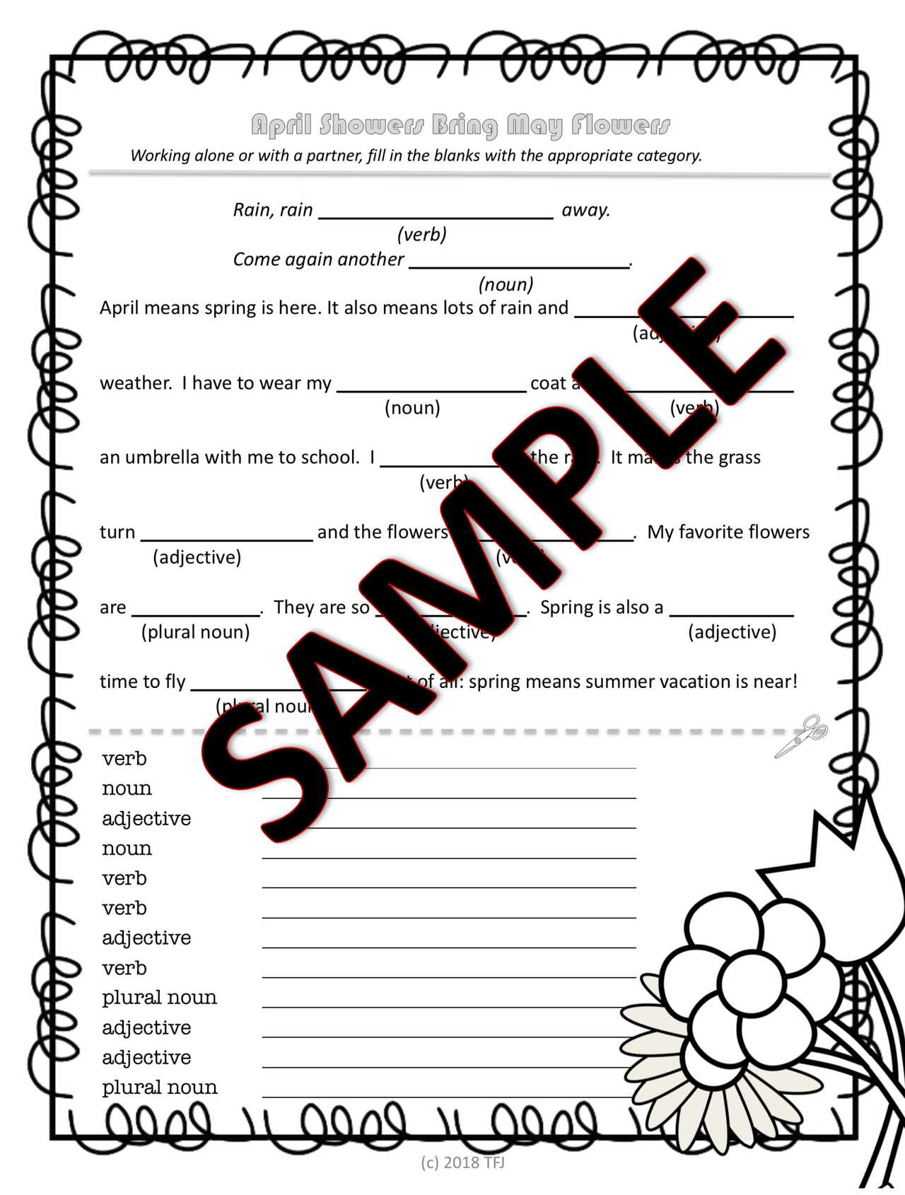 April Showers Silly Sentences Game Amped Up Learning