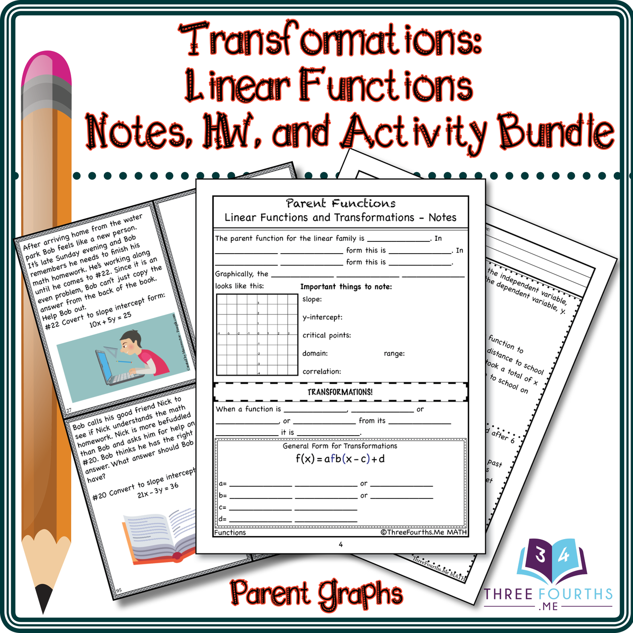 Linear Function Transformations BUNDLE* - Amped Up Learning