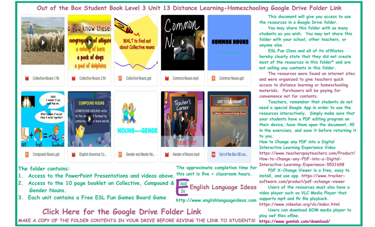 Collective, Compound & Gender Nouns Distance Learning-Homeschool Bundle-Google Drive