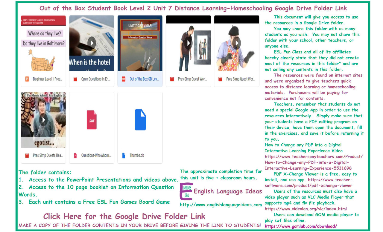 Information Question Words Distance Learning-Homeschool Bundle-Google Drive