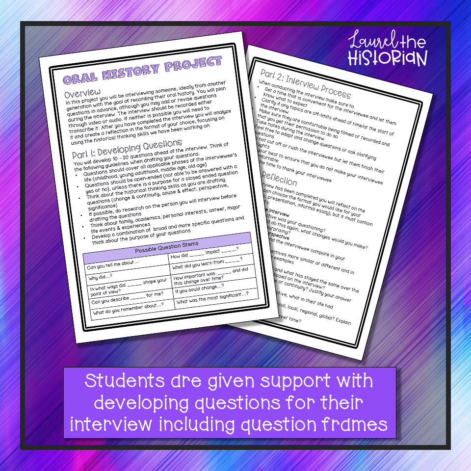 Oral History Project C3 Distance Learning [Fillable] - FREE
