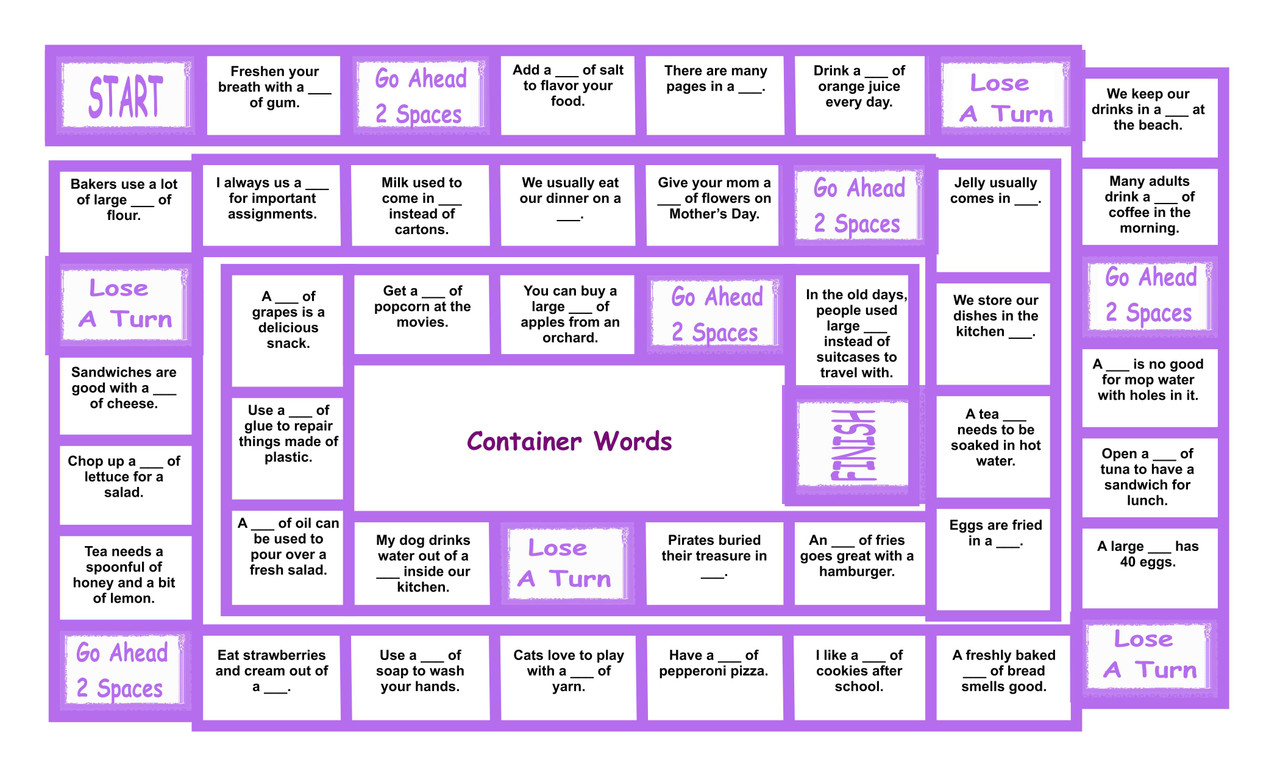 Container Words Legal Size Photo Board Game