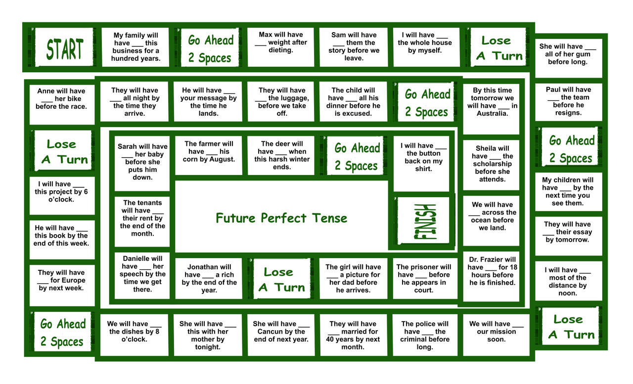 Future Perfect Tense Legal Size Text Board Game