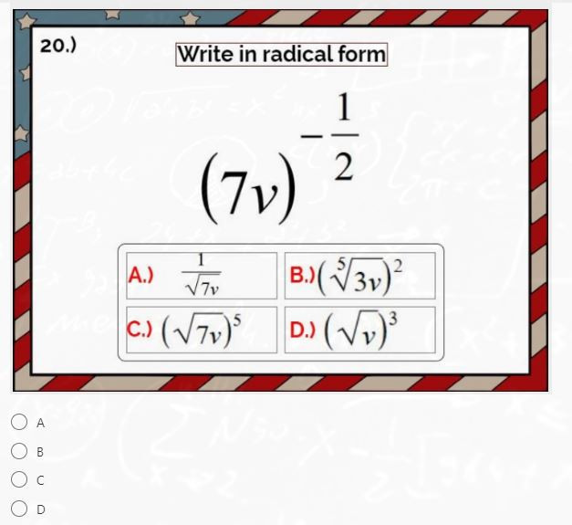 Writing Rational Exponents in Radical Form: Microsoft OneDrive Forms ...