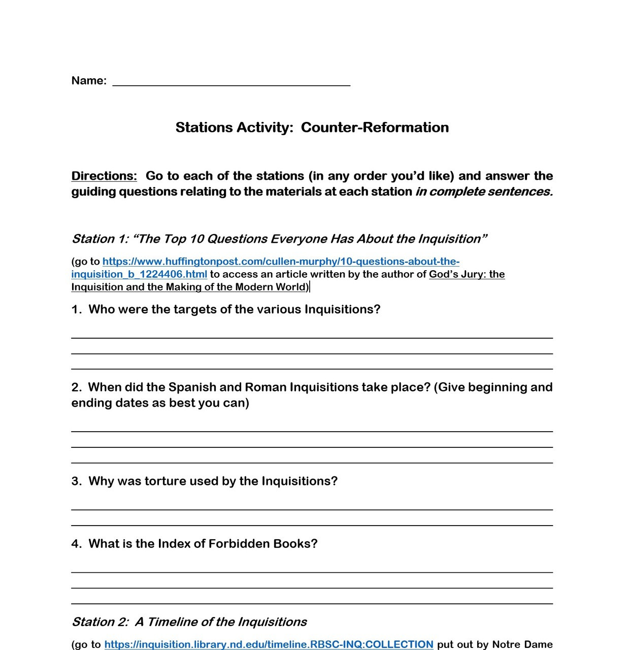 The Reformation: The Catholic Response (a.k.a. Counter Reformation Pertaining To Protestant Reformation Worksheet Answers