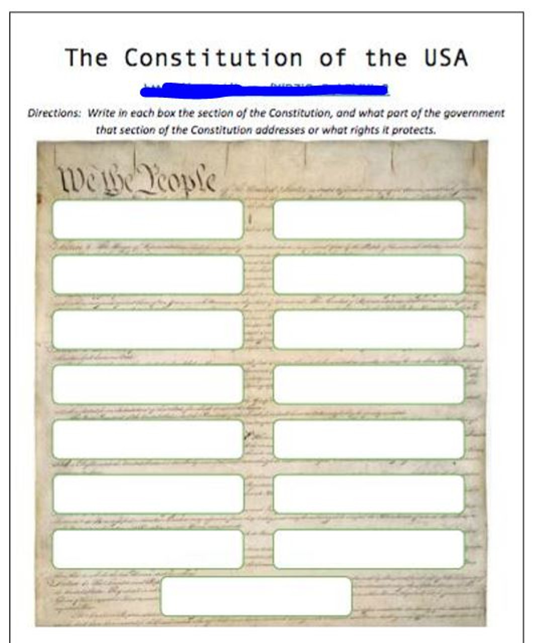 Constitution of the United States Break In Activity