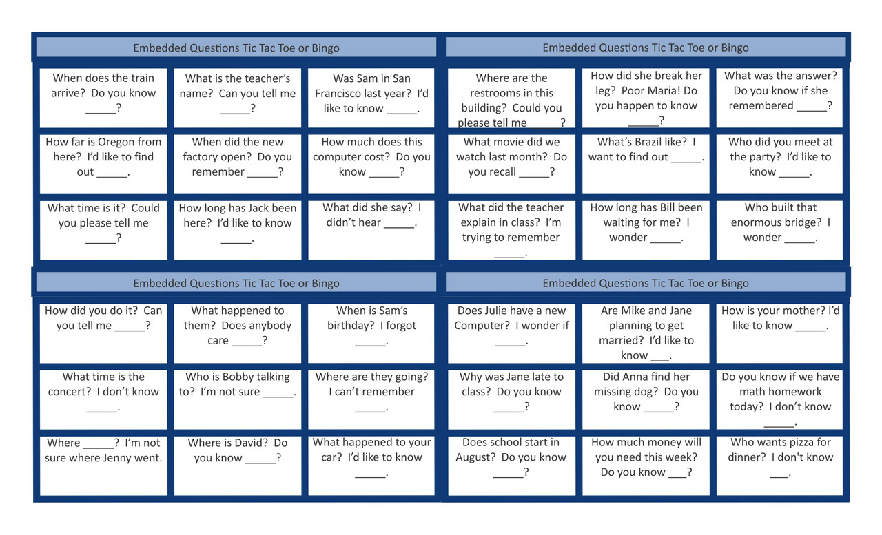 Tic-Tac-Toe Bingo Card