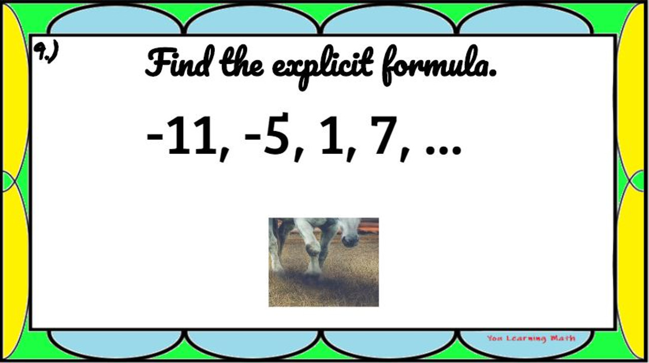 Arithmetic Sequences: Finding Explicit Formulas - Google Slides Picture Puzzle