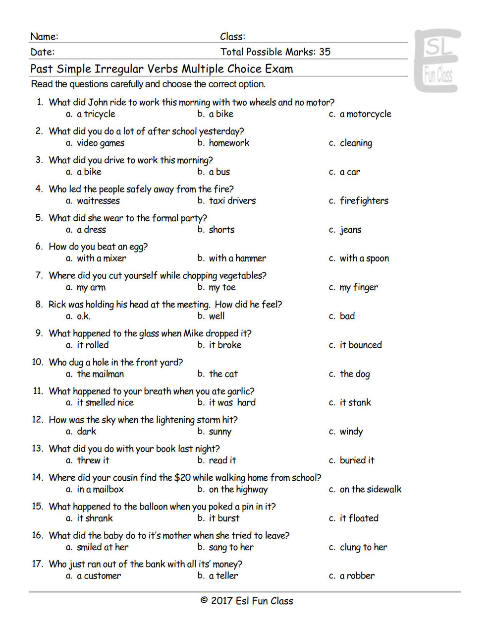 Regular and Irregular Verbs - School Lead