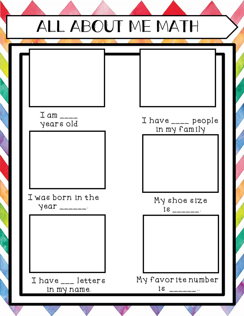 All About Me Math Activity FREE