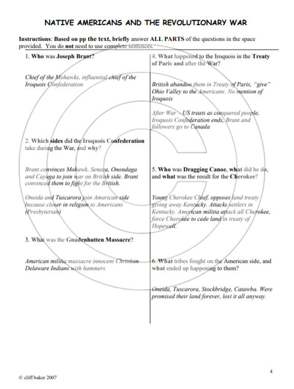 Native Americans and the American Revolution mini-unit, including text 