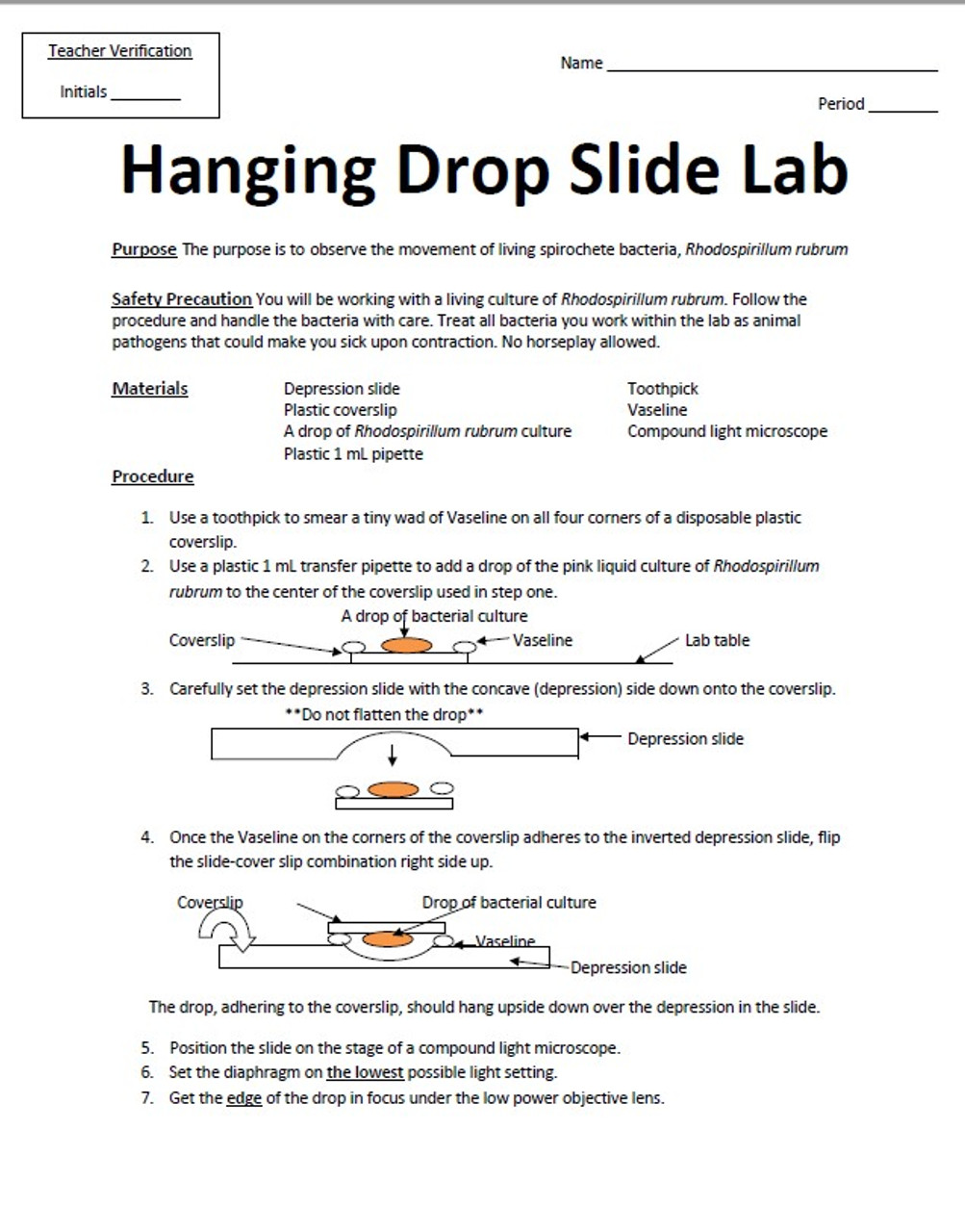 hanging drop slide