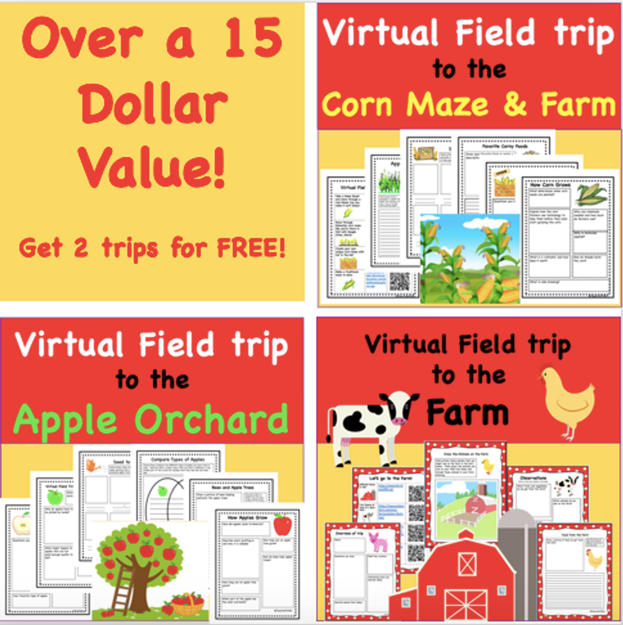 Discount Bundle  Fall Favorites Virtual Field Trip Pack- 6 Autumn Trips(Remote Ready Resource)