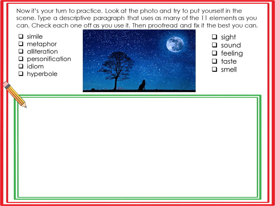 Google Slides Digital Descriptive Writing: Painting a Picture for Your ...