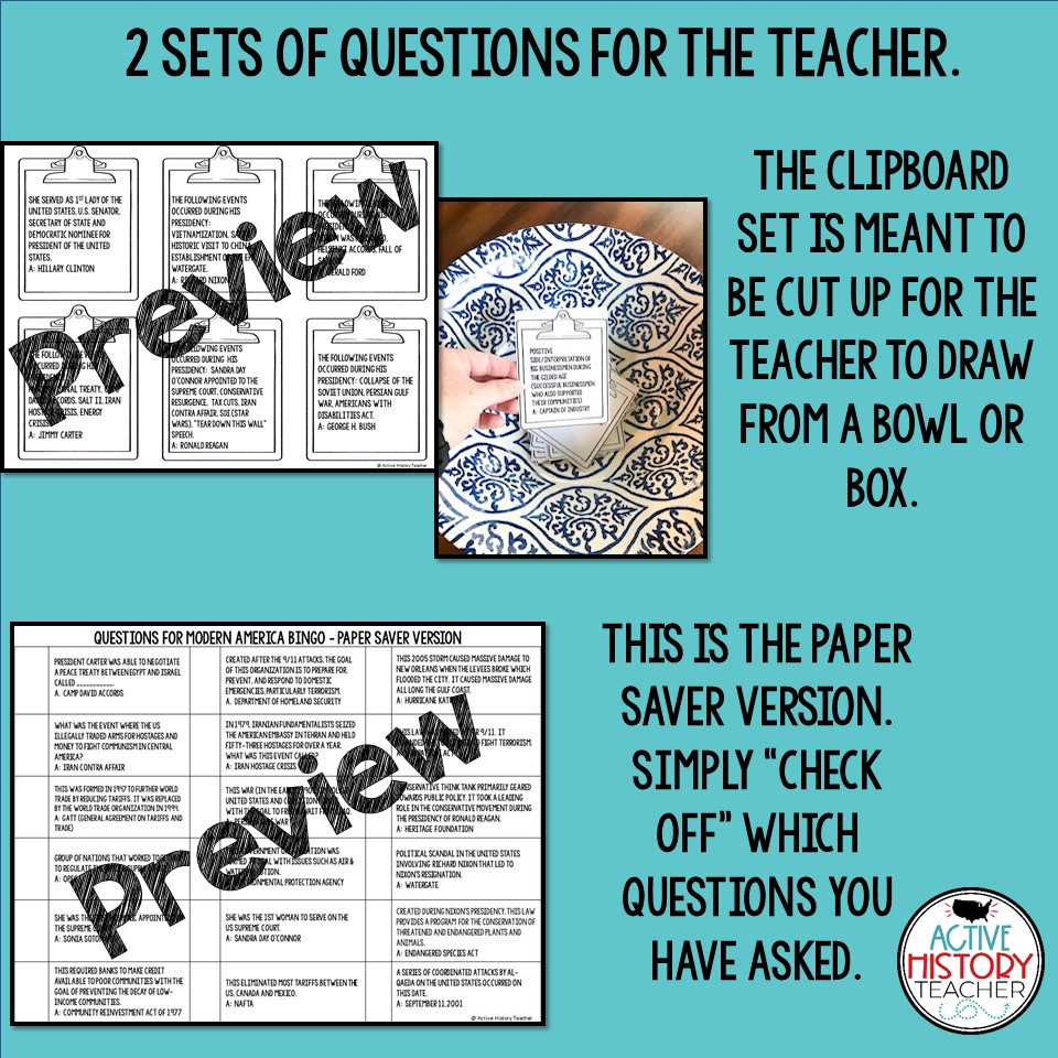 Modern America Bingo EOC Review - Amped Up Learning