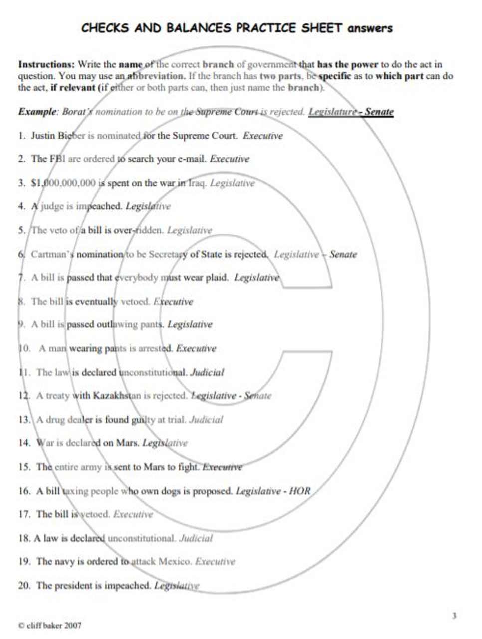 Checks And Balances Worksheet Answers